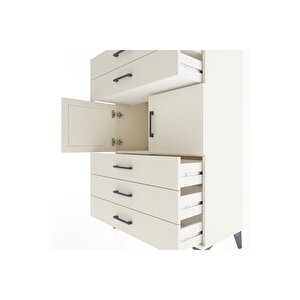 Hyperion Dolap Tek Raflı 5 Çekmeceli 2 Kapaklı 88x44x134 Aytaşı-aytaşı