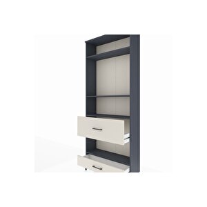 Arges Dolap 4 Raflı 2 Çekmeceli 88x30x221 Antrasit-aytaşı