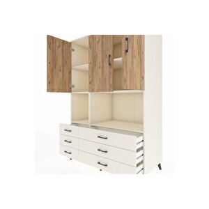 Kronos Dolap 6 Raflı 6 Çekmeceli 3 Kapaklı 132x59x195 Aytaşı-çam/aytaşı