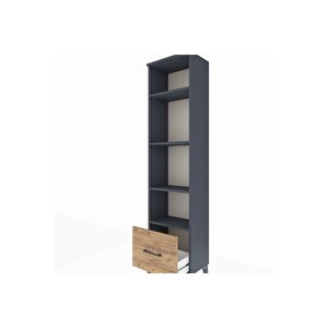 Arges Dolap 4 Raflı Tek Çekmeceli 44x30x182 Antrasit-çam