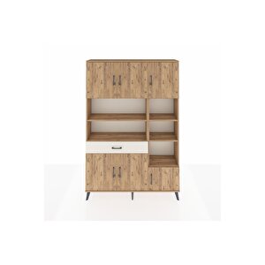 Arges Dolap 10 Raflı Tek Çekmeceli 6 Kapaklı 132x30x195 Çam-çam/aytaşı