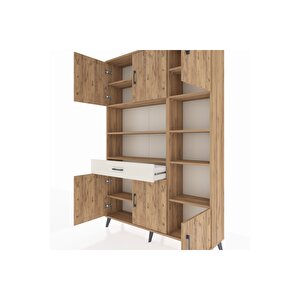 Arges Dolap 10 Raflı Tek Çekmeceli 6 Kapaklı 132x30x195 Çam-çam/aytaşı