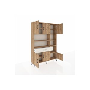 Arges Dolap 10 Raflı Tek Çekmeceli 6 Kapaklı 132x30x195 Çam-çam/aytaşı