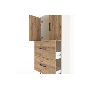 Arges Dolap Tek Raflı 2 Çekmeceli 2 Kapaklı 60x30x134 Aytaşı-çam