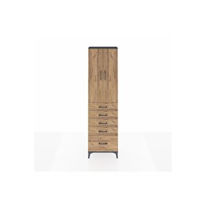 Arges Dolap 2 Raflı 5 Çekmeceli Tek Askılı 60x30x221 Antrasit-çam