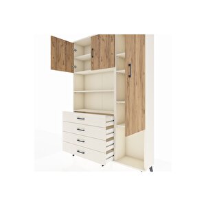 Arges Dolap 8 Raflı 4 Çekmeceli 3 Kapaklı 132x30x195 Aytaşı-çam/aytaşı