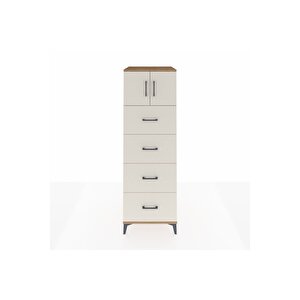 Kronos Dolap Tek Raflı 4 Çekmeceli 2 Kapaklı 60x59x182 Çam-aytaşı