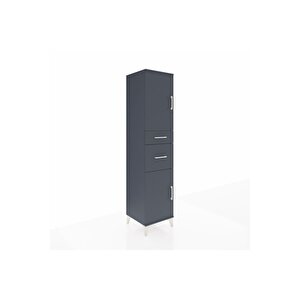 Hyperion Dolap 4 Raflı 2 Çekmeceli Tek Kapaklı 44x44x195 Antrasit-antrasit
