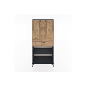Hyperion Dolap 4 Raflı Tek Çekmeceli 2 Kapaklı 88x44x195 Antrasit-çam