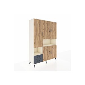 Hyperion Dolap 10 Raflı 2 Çekmeceli 5 Kapaklı 132x44x195 Aytaşı-çam/antrasit