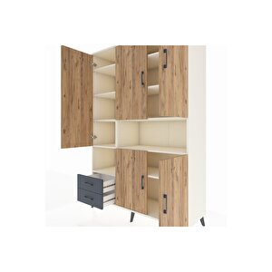 Hyperion Dolap 10 Raflı 2 Çekmeceli 5 Kapaklı 132x44x195 Aytaşı-çam/antrasit