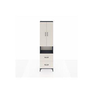 Arges Dolap 4 Raflı 2 Çekmeceli 2 Kapaklı 60x30x221 Antrasit-aytaşı