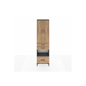 Arges Dolap 3 Raflı 3 Çekmeceli Tek Askılı 60x30x221 Antrasit-çam