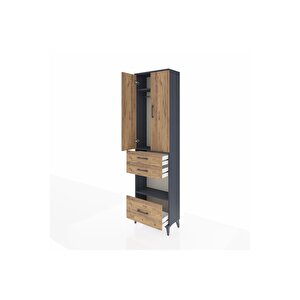 Arges Dolap 3 Raflı 3 Çekmeceli Tek Askılı 60x30x221 Antrasit-çam