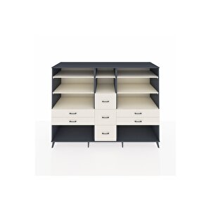 Kronos Dolap 8 Raflı 7 Çekmeceli  220x59x163 Antrasit-aytaşı