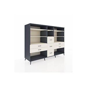 Kronos Dolap 8 Raflı 7 Çekmeceli  220x59x163 Antrasit-aytaşı