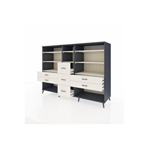 Kronos Dolap 8 Raflı 7 Çekmeceli  220x59x163 Antrasit-aytaşı