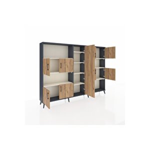 Arges Dolap 10 Raflı 9 Kapaklı 220x30x163 Antrasit-çam/aytaşı