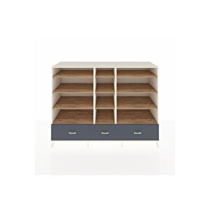Kronos Dolap 12 Raflı 3 Çekmeceli  220x59x163 Aytaşı-çam/antrasit