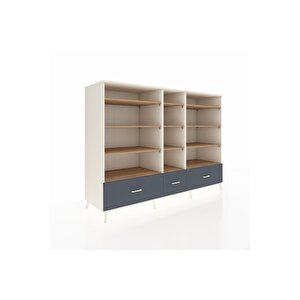 Kronos Dolap 12 Raflı 3 Çekmeceli  220x59x163 Aytaşı-çam/antrasit