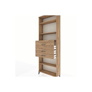 Arges Dolap 4 Raflı 3 Çekmeceli 88x30x243 Çam-çam