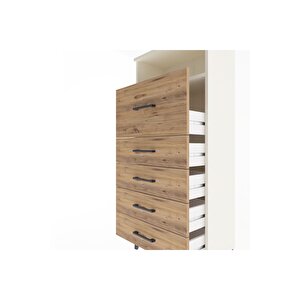 Arges Dolap Tek Raflı 5 Çekmeceli 60x30x134 Aytaşı-çam