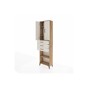 Arges Dolap 4 Raflı 3 Çekmeceli 2 Kapaklı 60x30x221 Çam-aytaşı