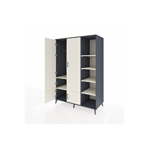 Kronos Dolap 6 Raflı 4 Kapaklı Tek Askılı 132x59x195 Antrasit-aytaşı/aytaşı