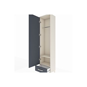 Arges Dolap 2 Raflı Tek Çekmeceli Tek Askılı 44x30x182 Aytaşı-antrasit