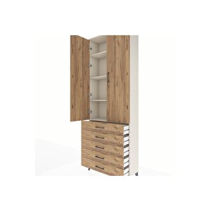 Arges Dolap 4 Raflı 5 Çekmeceli 2 Kapaklı 88x30x243 Aytaşı-çam