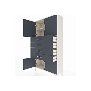 Arges Dolap 2 Raflı 4 Çekmeceli 4 Kapaklı 88x30x163 Aytaşı-antrasit