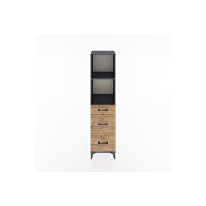 Hyperion Dolap 2 Raflı 3 Çekmeceli 44x44x182 Antrasit-çam