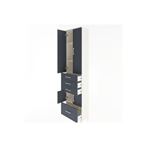 Arges Dolap 4 Raflı 4 Çekmeceli 4 Kapaklı 60x30x243 Aytaşı-antrasit