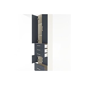 Arges Dolap 4 Raflı 4 Çekmeceli 4 Kapaklı 60x30x243 Aytaşı-antrasit