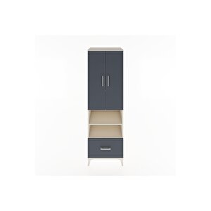 Hyperion Dolap 5 Raflı Tek Çekmeceli 2 Kapaklı 60x44x195 Aytaşı-antrasit