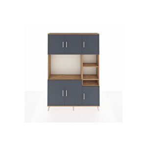 Arges Dolap 10 Raflı 6 Kapaklı 132x30x195 Çam-antrasit/çam