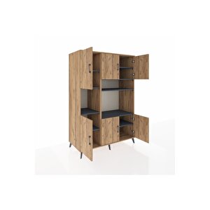 Kronos Dolap 9 Raflı 6 Kapaklı 132x59x195 Çam-çam/antrasit