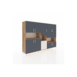 Hyperion Dolap 13 Raflı 3 Çekmeceli 9 Kapaklı 220x44x163 Çam-antrasit/aytaşı