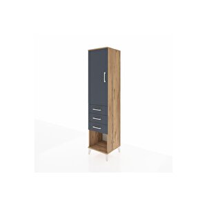 Hyperion Dolap Tek Raflı 3 Çekmeceli Tek Askılı 44x44x195 Çam-antrasit
