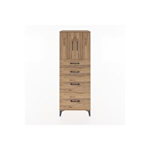 Hyperion Dolap 2 Raflı 4 Çekmeceli 2 Kapaklı 60x44x163 Çam-çam
