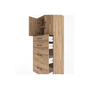 Hyperion Dolap 2 Raflı 4 Çekmeceli 2 Kapaklı 60x44x163 Çam-çam