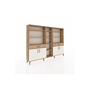 Arges Dolap 12 Raflı 2 Çekmeceli 4 Kapaklı 220x30x163 Çam-aytaşı/çam