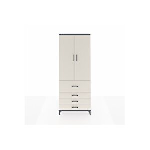 Arges Dolap 3 Raflı 4 Çekmeceli 2 Kapaklı 88x30x221 Antrasit-aytaşı