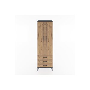 Hyperion Dolap 4 Raflı 3 Çekmeceli 2 Kapaklı 60x44x195 Antrasit-çam