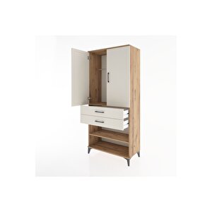 Hyperion Dolap 2 Raflı 2 Çekmeceli Tek Askılı 88x44x195 Çam-aytaşı