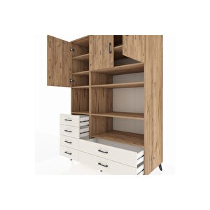 Kronos Dolap 9 Raflı 6 Çekmeceli 3 Kapaklı 132x59x195 Çam-çam/aytaşı
