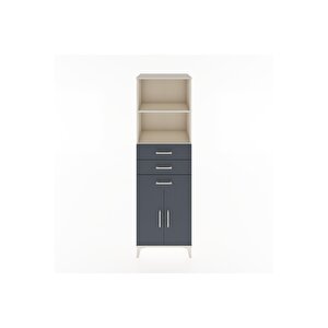 Hyperion Dolap 3 Raflı 3 Çekmeceli 2 Kapaklı 60x44x195 Aytaşı-antrasit