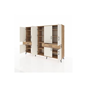 Hyperion Dolap 12 Raflı 2 Çekmeceli 8 Kapaklı 220x44x163 Çam-aytaşı/çam