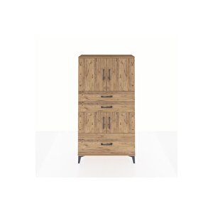 Arges Dolap 3 Raflı 3 Çekmeceli 4 Kapaklı 88x30x163 Çam-çam