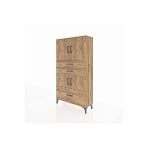Arges Dolap 3 Raflı 3 Çekmeceli 4 Kapaklı 88x30x163 Çam-çam